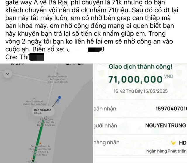 Vụ chuyển nhầm cho tài xế 71 triệu đồng lùm xùm trên mạng: Có thể khởi kiện nữ hành khách?